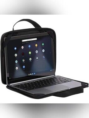 Portable Black Tablet Case with Handle and Zipper